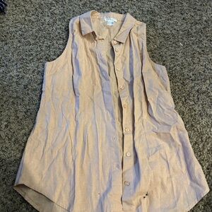 VENUS Light Brown Sleeveless Button-Down Shirt